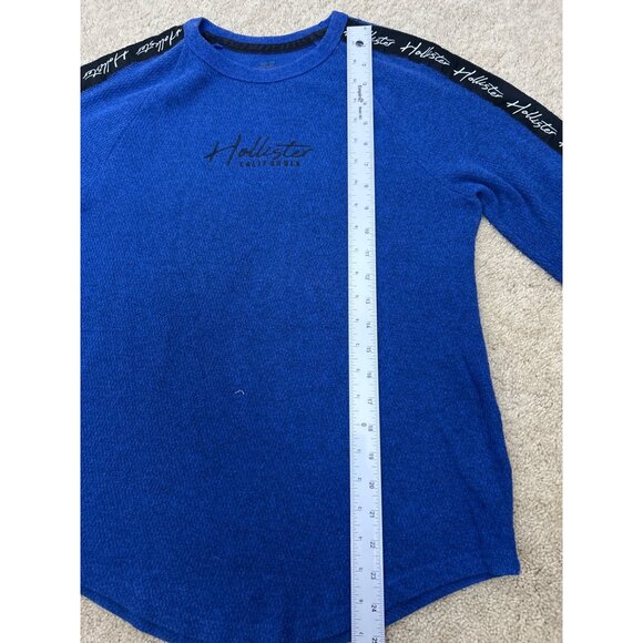 Hollister Blue Thermal Long Sleeve Shirt Logo Tape Raglan Style Size S - Picture 7 of 12